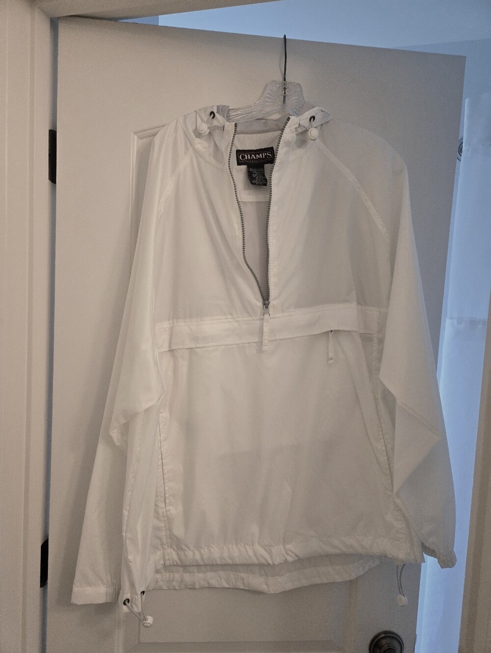 Womens Champs White Hooded Pullover Windbreaker